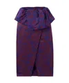 Dries Van Noten Santi Archive Floral Jacquard Satin Peplum Skirt In Red
