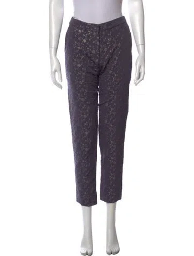 Pre-owned Dries Van Noten Patterned Straight Leg Pants In Metallic/purple