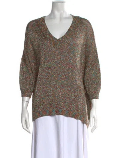 Pre-owned Dries Van Noten Patterned V-neck Sweater In Neutral