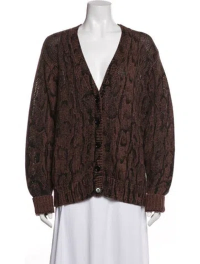 Pre-owned Dries Van Noten Patterned V-neck Sweater W/ Tags In Black/brown