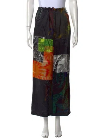 Pre-owned Dries Van Noten Patterned Wide Leg Pants In Black