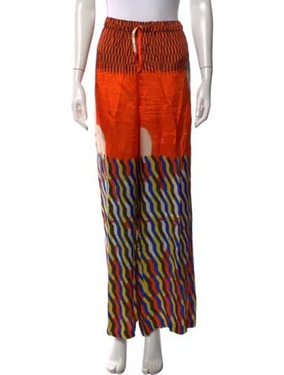 Pre-owned Dries Van Noten Patterned Wide Leg Pants In Orange
