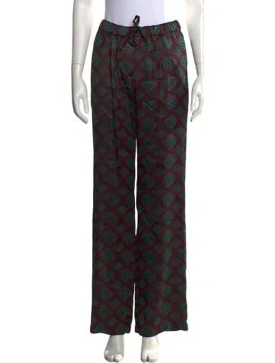 Pre-owned Dries Van Noten Patterned Wide Leg Pants In Red