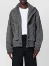 Dries Van Noten Patterned Wool Zip Jacket Front Pockets In Gray