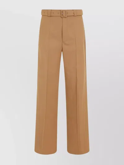 Dries Van Noten Belted Straight-leg Wool-blend Pants In Brown
