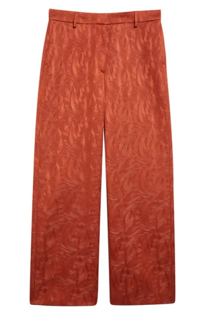 Dries Van Noten Paxy Abstract Swirl Jacquard Straight Leg Pants In Brown