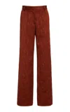 Dries Van Noten Paxy Embossed Straight-leg Pants In Red