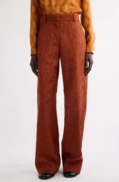 Dries Van Noten Paxy Matelassé Wide Leg Pants In Orange