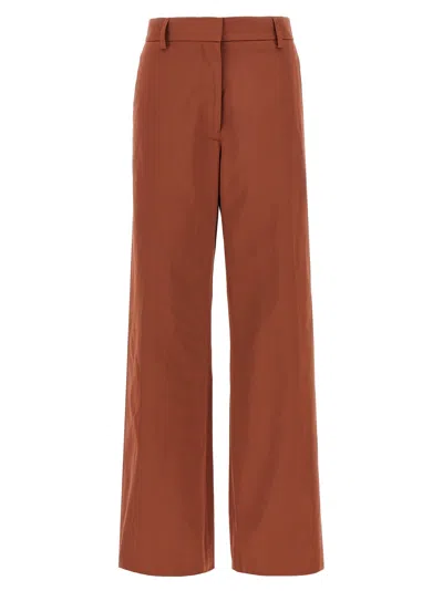 Dries Van Noten High Waist Wide Leg Trousers With Back Pockets In Red