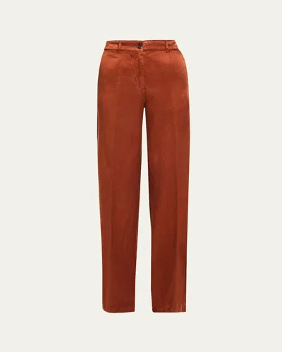 Dries Van Noten Paxy Wide-leg Satin Pants In Brown