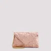 Dries Van Noten Chain Strap Crinkled Texture Envelope Flap Metallic Finish Pleated Fabric Shoulder Bag In Peach