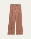 Dries Van Noten Peaches Belted Satin Wide-leg Pants In Orange