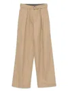 Dries Van Noten Wide-leg High Waist Trousers With Pleats And Pockets In Brown