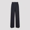Dries Van Noten High Waist Wide Leg Belted Pleated Jeans In Blue
