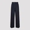 Dries Van Noten High Waist Wide Leg Belted Pleated Jeans In Blue