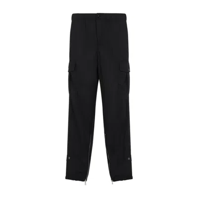 Dries Van Noten Buttoned Cargo Tech Pants With Elastic Waist In Black