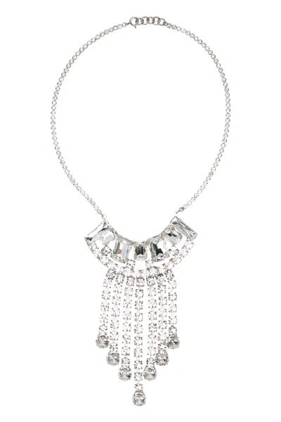 Dries Van Noten Pendant Necklace With Rhinestones In Metallic