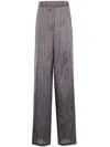 Dries Van Noten Striped Wide-leg Trousers Pockets In Brown