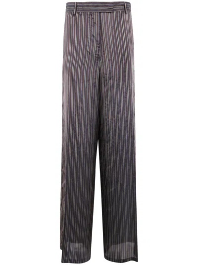 Dries Van Noten "penn 2267" Striped Trousers In Brown