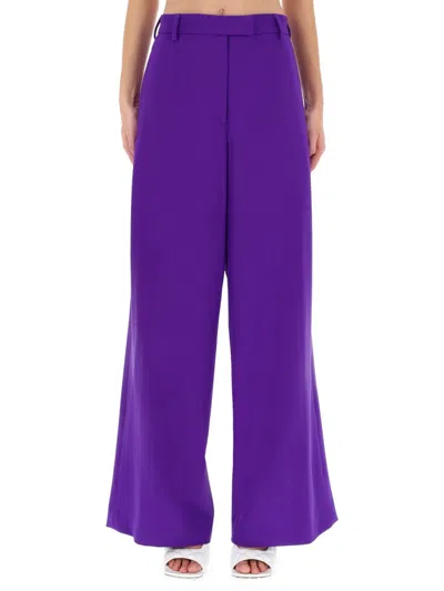 Dries Van Noten Penn Concealed Closure High-waist Wool-blend Wide-leg Pants In Purple