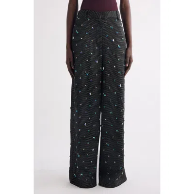 DRIES VAN NOTEN DRIES VAN NOTEN PENN CRYSTAL EMBELLISHED WIDE LEG PANTS