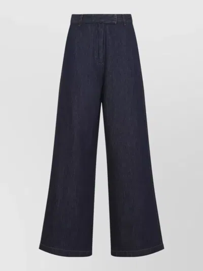 Dries Van Noten Penn High Waist Wide Leg Denim Trousers In Blue