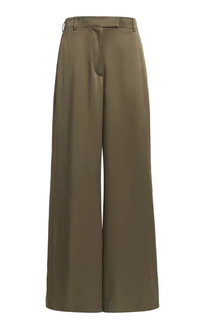 Dries Van Noten Pleated Wool-blend Twill Wide-leg Pants In Brown