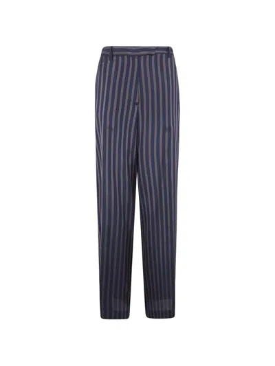 Dries Van Noten Penn Trousers Striped Pattern Belt Loops Pockets In Blue