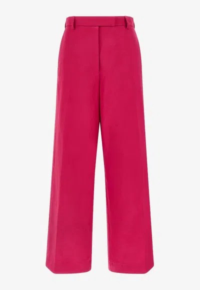 Dries Van Noten Penn Satin Tailored Pants In Fuchsia