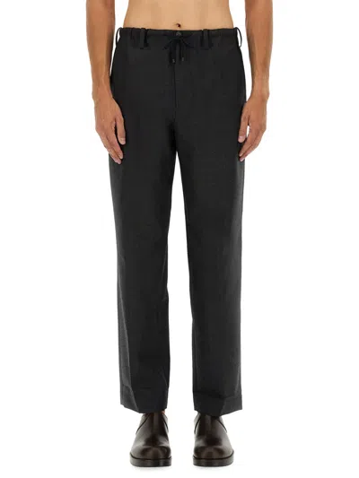 Dries Van Noten Penny Drawstring Relaxed Straight-leg Wool Pants In Black
