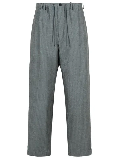 DRIES VAN NOTEN DRIES VAN NOTEN 'PENNY' GREY LINEN BLEND TROUSERS MEN