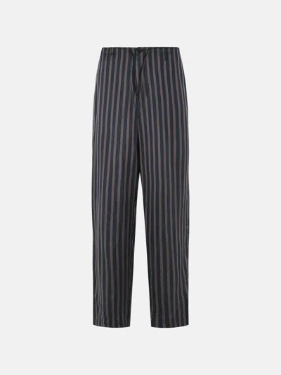 Dries Van Noten 'penny' Navy Cupro Pants In Black