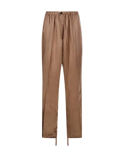 Dries Van Noten Straight Leg Trousers Elastic Waistband In Pink