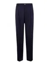 Dries Van Noten Pleated Trousers With Belt Loops And Back Pocket In Blue