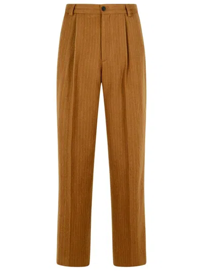 Dries Van Noten 'penrud' Straight Brown Wool Pants