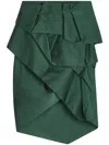 Dries Van Noten Peplum Draped Skirt In Green