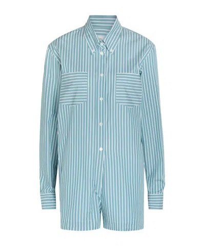 Dries Van Noten Perris Striped Cotton Jumpsuit In Blue