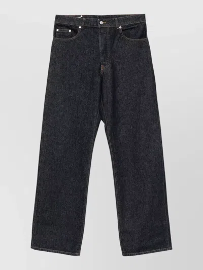Dries Van Noten Peyter Denim Wide Leg Mid Waist Pants In Animal Print
