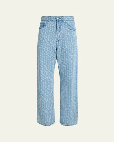 Dries Van Noten Peyton Printed Denim Straight-leg Jeans In Blue