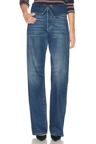 Dries Van Noten Solid Color Straight-leg Jeans In Blue