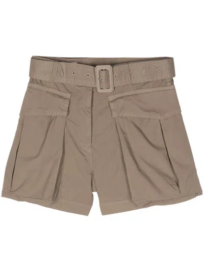 Dries Van Noten Belted Mini Shorts In Beige