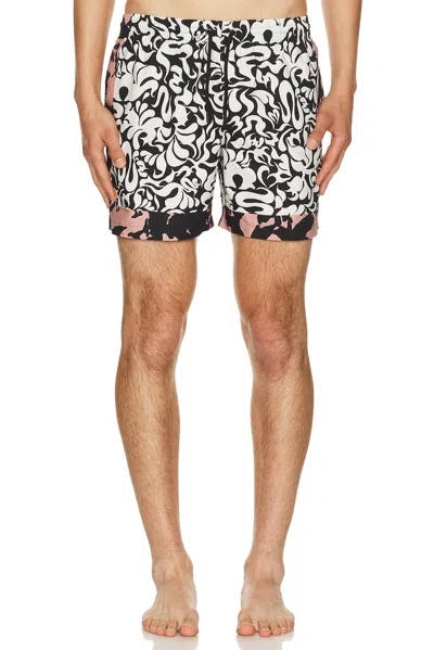 Dries Van Noten Abstract Print Black Shorts With Relaxed Fit In Multi