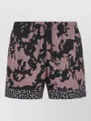 Dries Van Noten Abstract Floral Polyamide Geometric Trim Swim Shorts In Pink