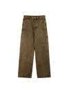 Dries Van Noten "pine" Wide Leg Distressed Finish Jeans In Brown