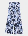 Dries Van Noten Pila Abstract-print Pleated Wide-leg Pants In Navy