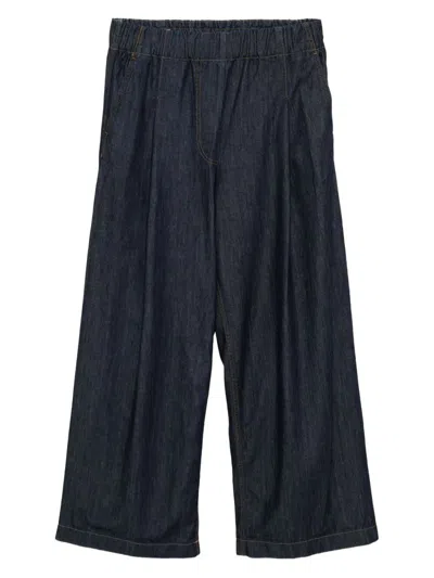 Dries Van Noten Wide Leg Denim Trousers And Pockets In Black