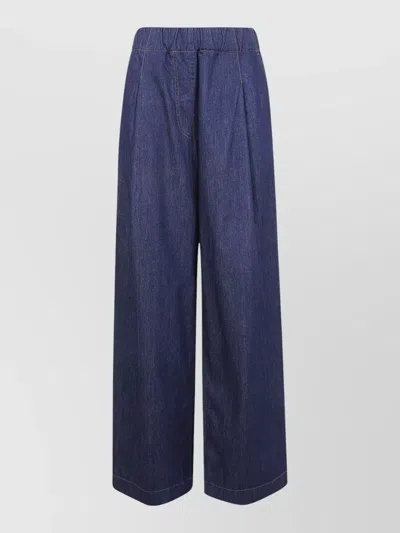 Dries Van Noten Pila Denim Cropped Trousers Wide Leg In Blue