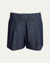 Dries Van Noten Pila Elastic Waistband Denim Shorts In Indigo