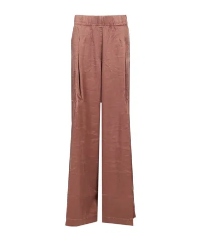 Dries Van Noten Pila Cupro And Cotton Trousers In Brown