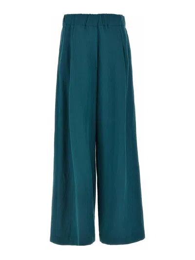 Dries Van Noten Trousers Wide Leg Elastic Waistband In Blue
